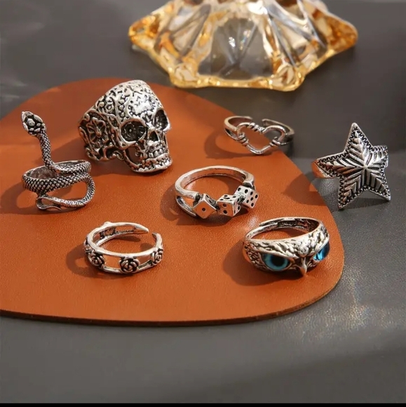 SKULL star eagle eye ring bundle - Picture 2 of 5